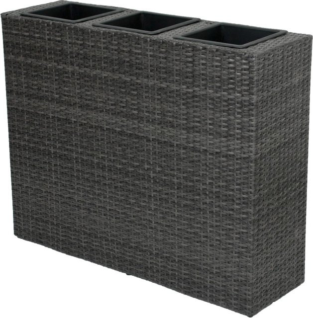 DELUKE Blumenkasten BETTY mit 3 Fächern in Dunkelgrau, moderner Pflanzkasten aus Kunststoff und Stahl als Raumtrenner für Garten und Balkon, H x B x T: 80 x 30 x 30 cm - Bild 1