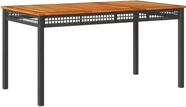vidaXL Gartentisch aus Poly-Rattan und Akazienholz in Schwarz, B/T/H: 140 x 80 x 75 cm - Bild 1