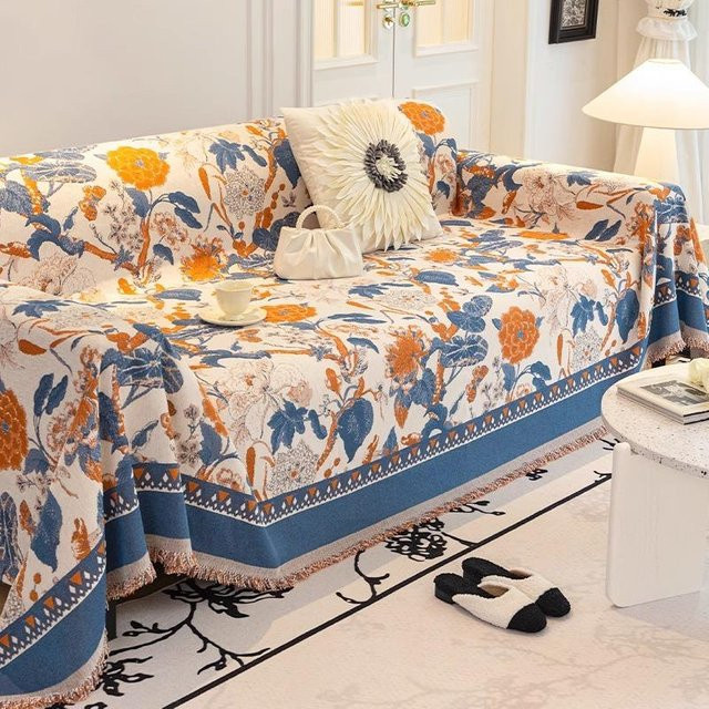 Super Six Chenille Sofabezug mit floralem Design, grau, B/B: 180 x 130 cm - Bild 1