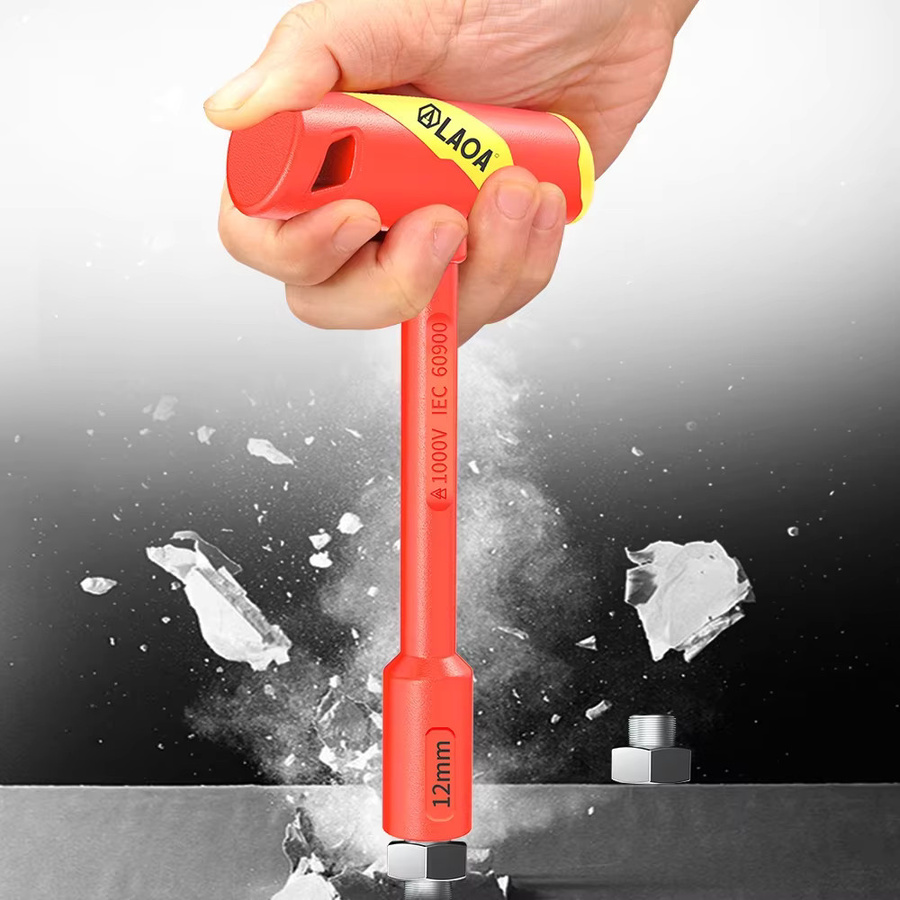 LAOA VDE T-förmiger Steckschlüssel aus Chrom-Vanadium in Rot, isolierter Sechskantschraubendreher 4–14 mm - Bild 4