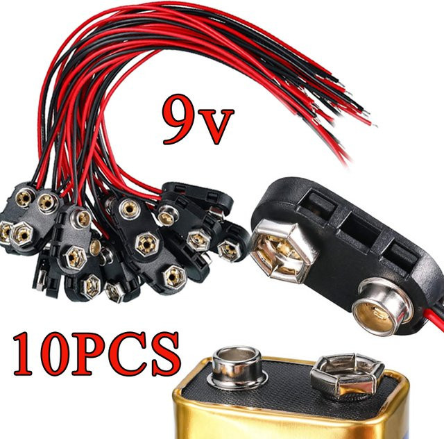 9V Batterie Clip mit Kabelanschluss und Hartschale in Schwarz - Bild 1