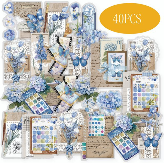 Etori Life Vintage Letter Pattern Aufkleber in Deep Blue für Scrapbooking und Dekoration - Bild 1