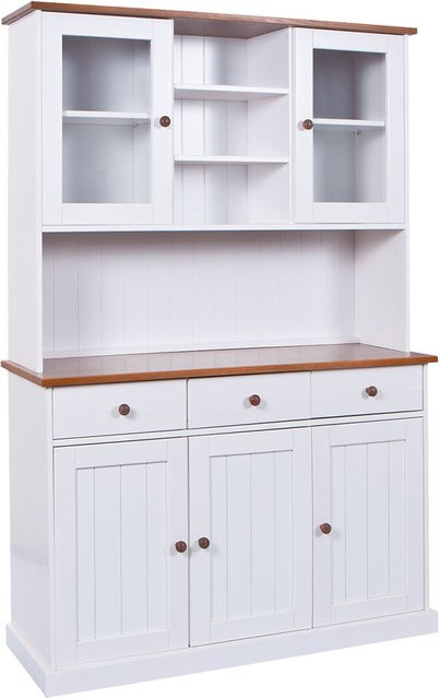 INTER LINK Buffet Westerland im Landhausstil mit 3 Schubladen und 5 Drehtüren, Weiß/Braun - Bild 1