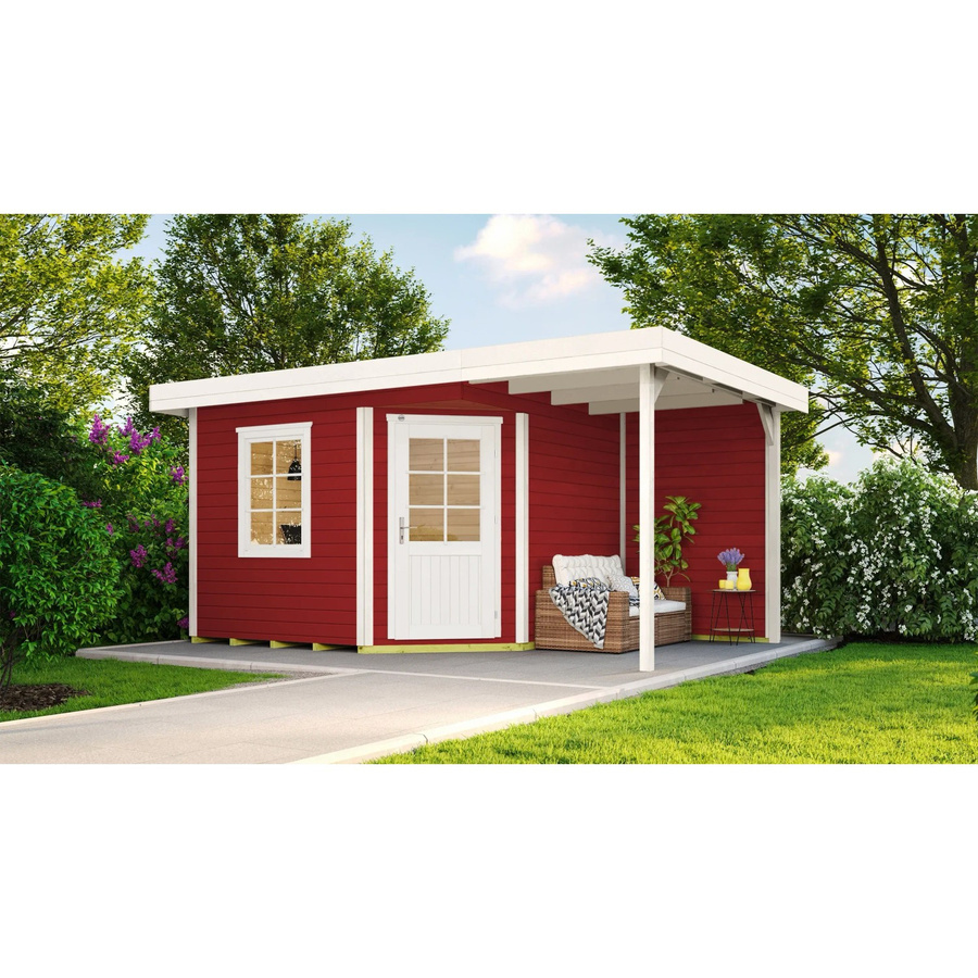 WEKA Holz-Gartenhaus 213 mit Flachdach in Rot, B/H/T: 442 x 237 x 278 cm - Bild 2