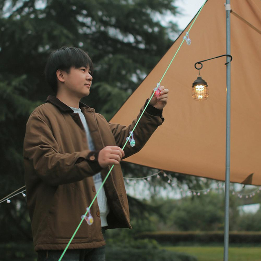 TOMTOP JMS Gummi Zelt Licht GuardRope mit Haken als Outdoor Camping und Wandern Warnlicht in Bunt, IPX4 Wasserdicht - Bild 2