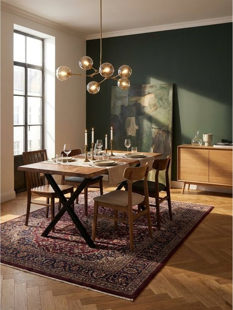 Esstisch aus Massivholz Akazie mit Metall X-Gestell und Baumkante, Rechteckig, Braun, B/T/H: 120 x 60 x 76 cm - Bild 1