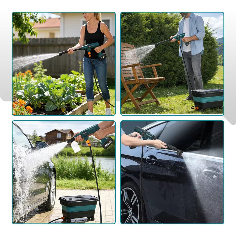 YOFIDRA Bürstenloser Elektrischer Hochdruck-Wassersprühgerät 3500W 200Bar 6-in-1 Autoreiniger und Gartenwerkzeug für Makita Akku - Bild 4