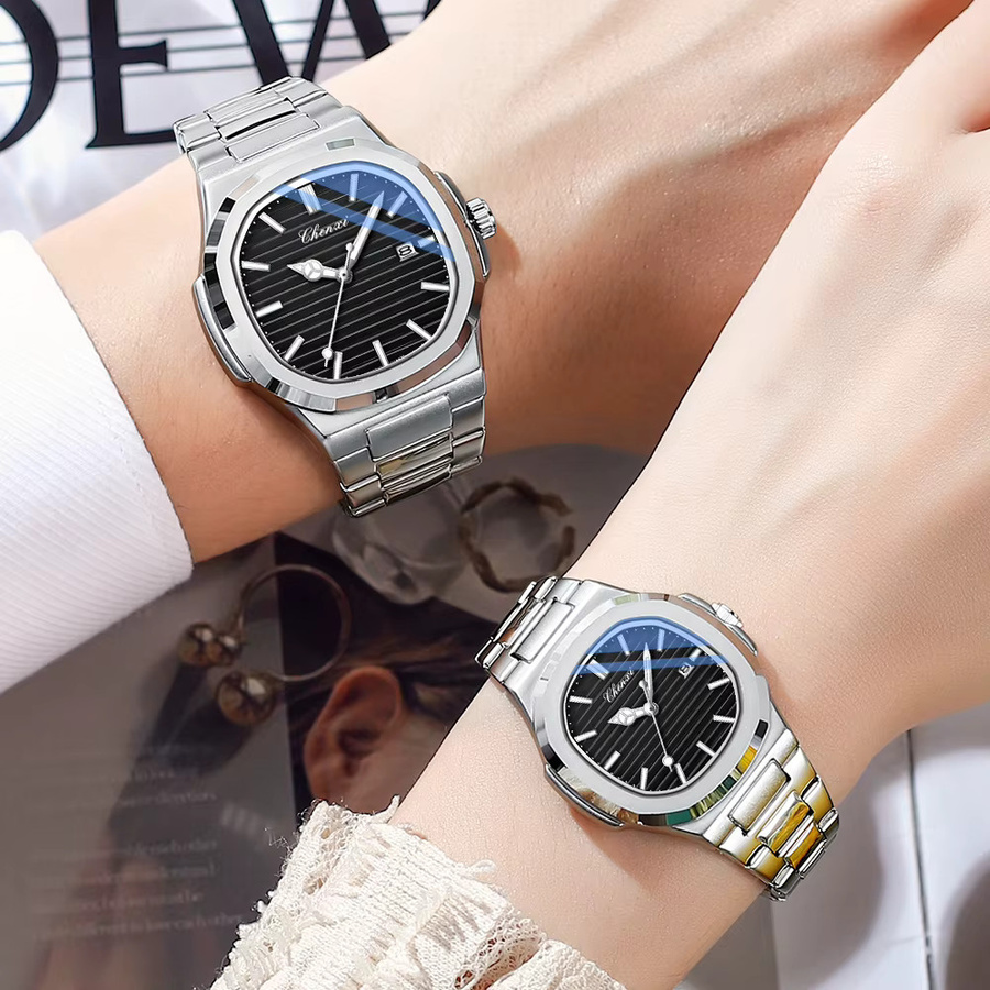 CHENXI Armbanduhr, Quarz, Edelstahl, Eckig, Schwarz, Herren - Bild 4