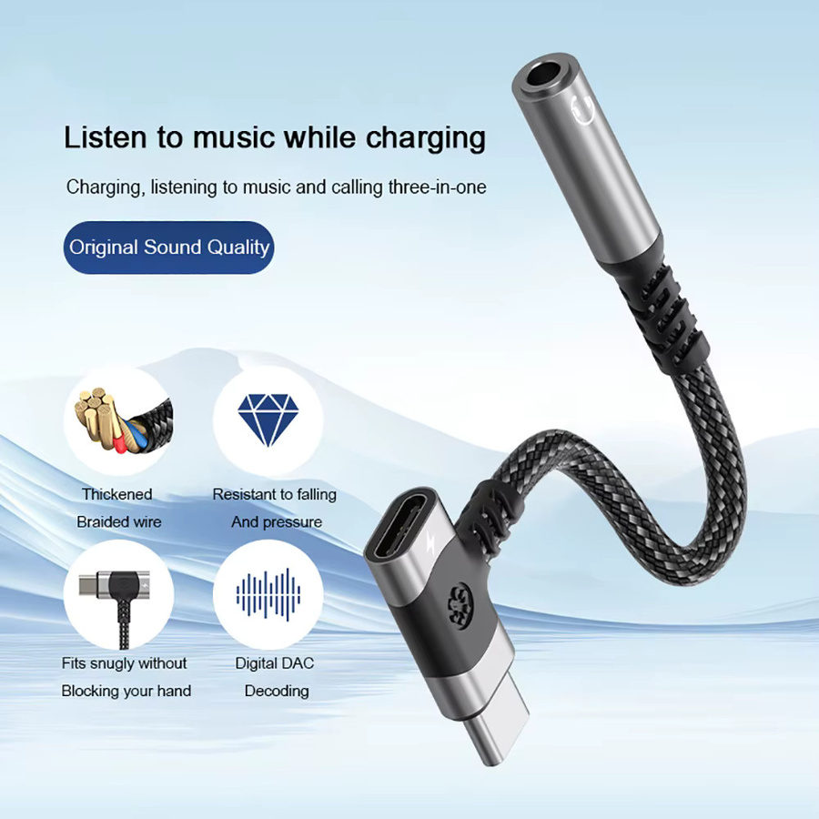2-in-1 USB-C Kopfhörer-Adapter und Ladegerät mit 3,5 mm Aux-Audiokabel-Konverter in Silber für Samsung, iPhone 17 16 15 und Xiaomi - Bild 2