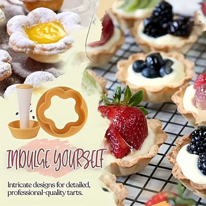 YOCITY 5-teiliges Gebäck-Teigstampfer-Set in Gelb mit Blumenformen aus Kunststoff für kreatives Backen und DIY-Kekse - Bild 4