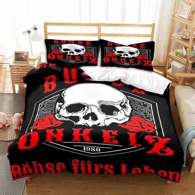 Gu Tao Böhse Onkelz 3-teiliges Bettwäsche-Set aus Polyester, Farbe Schwarz, B/H: 140 x 210 cm - Bild 1