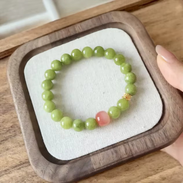 YNO Armband, Olivin-Kristall, grüne Perlen, 8 mm, Damen - Bild 2