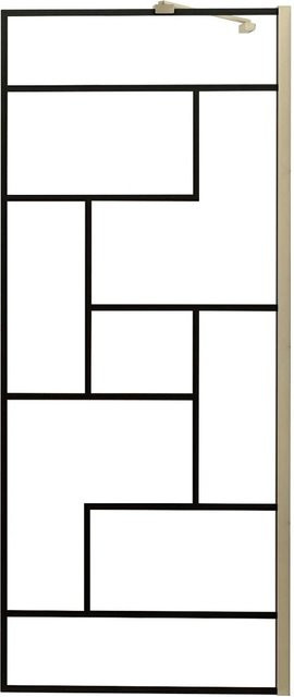 AICA Walk-in Duschwand aus Nano Glas mit unregelmäßigen Streifen und Stabilisierungsstange, B: 80 cm, H: 200 cm - Bild 1