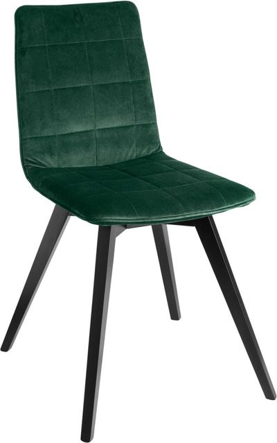 VEGA Schalenstuhl Milaria Set aus 2 Stück, Samtstoff in Tannengrün, Gestell aus schwarzem Buchenholz, B/T/H: 60 x 51 x 88,5 cm - Bild 1