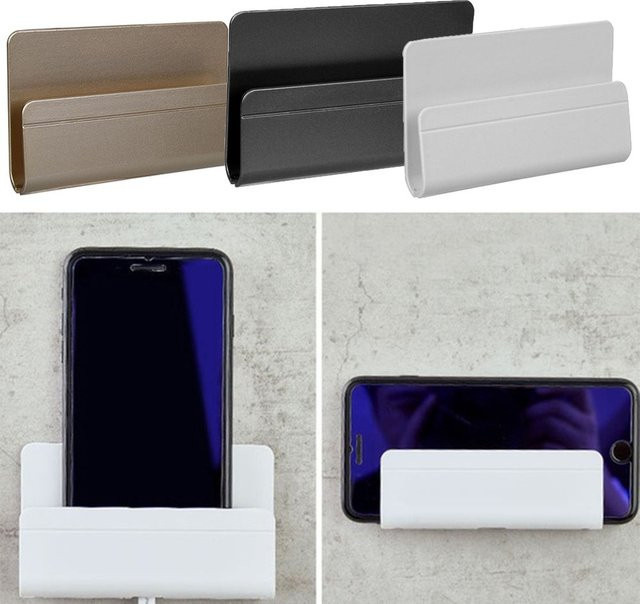 Wandmontierte Handy Ladestation mit Ablagefach in Weiß aus Kunststoff - Bild 1
