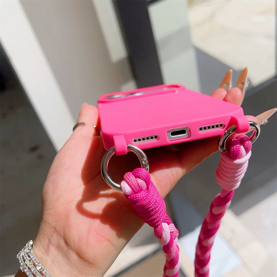 Crossbody Candy Color Silikon Handyhülle für iPhone 17 Air 16 15 14 13 12 11 Pro Max X XR XS in Purple - Bild 2