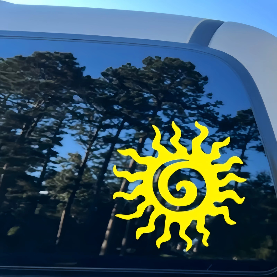 Wasserfester Vinyl-Aufkleber Mini-Spiral-Sonne in Gelb für Laptop, Wasserflasche und Fahrzeug, 9,9 cm - Bild 3