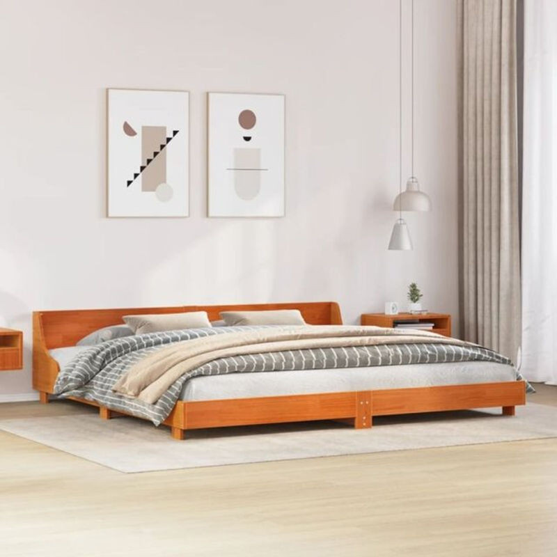 Massivholzbett Vidaxl aus Kiefer in Braun, Landhausstil und Modern, B: 180 cm, T: 200 cm, H: 52 cm - Bild 1