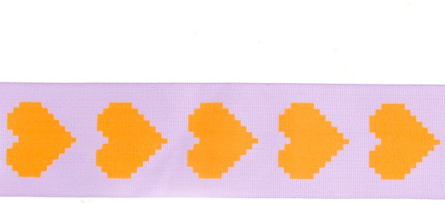 Rico Design Paper Poetry Taftband mit Pixel Herzen in Flieder und Neon Orange - Bild 1