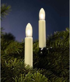 Hellum Riffelkerzenkette 20 tlg. LED in Elfenbein und Klar, warm-weiß - Bild 1