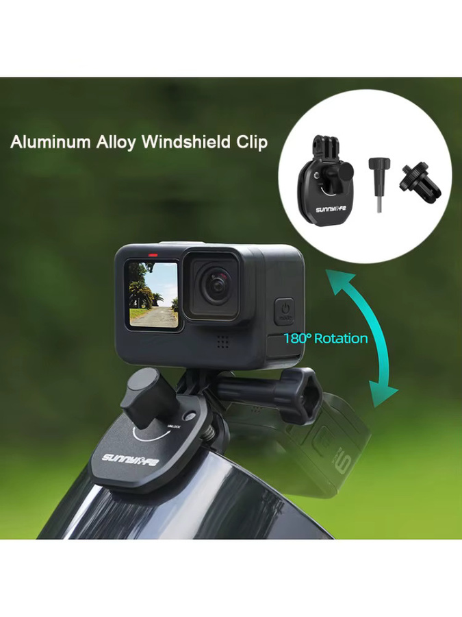 DIXSG Motorrad-Windschutzscheiben-Klemmclip in Schwarz für GoPro 13 12 11, Insta360 X5 X4 X3 und DJI Osmo Action 5 Pro 6 4 3 Nano/Go Ultra - Bild 7