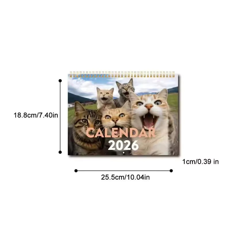 Monatlicher Wandkalender 2026 für Katzenliebhaber mit niedlichen Kätzchen-Designs in Mehrfarbig aus Papier - Bild 2