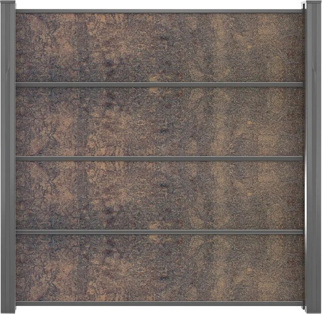 GroJa Premo HPL-Steckzaun in Rostoptik Braun B: 180 cm, H: 180 cm, Tiefe: 0,8 cm - Bild 1