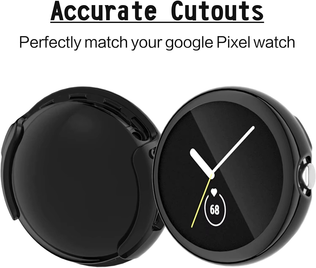 Google Pixel Watch Schutzhülle, TPU, Schwarz, transparent, Unisex - Bild 4