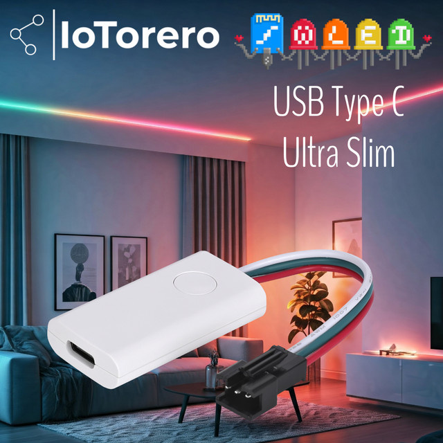 IoTorero WLED Slim Typ C USB adressierbarer RGBIC LED Streifen-Controller mit WiFi für Powerbank - Bild 1