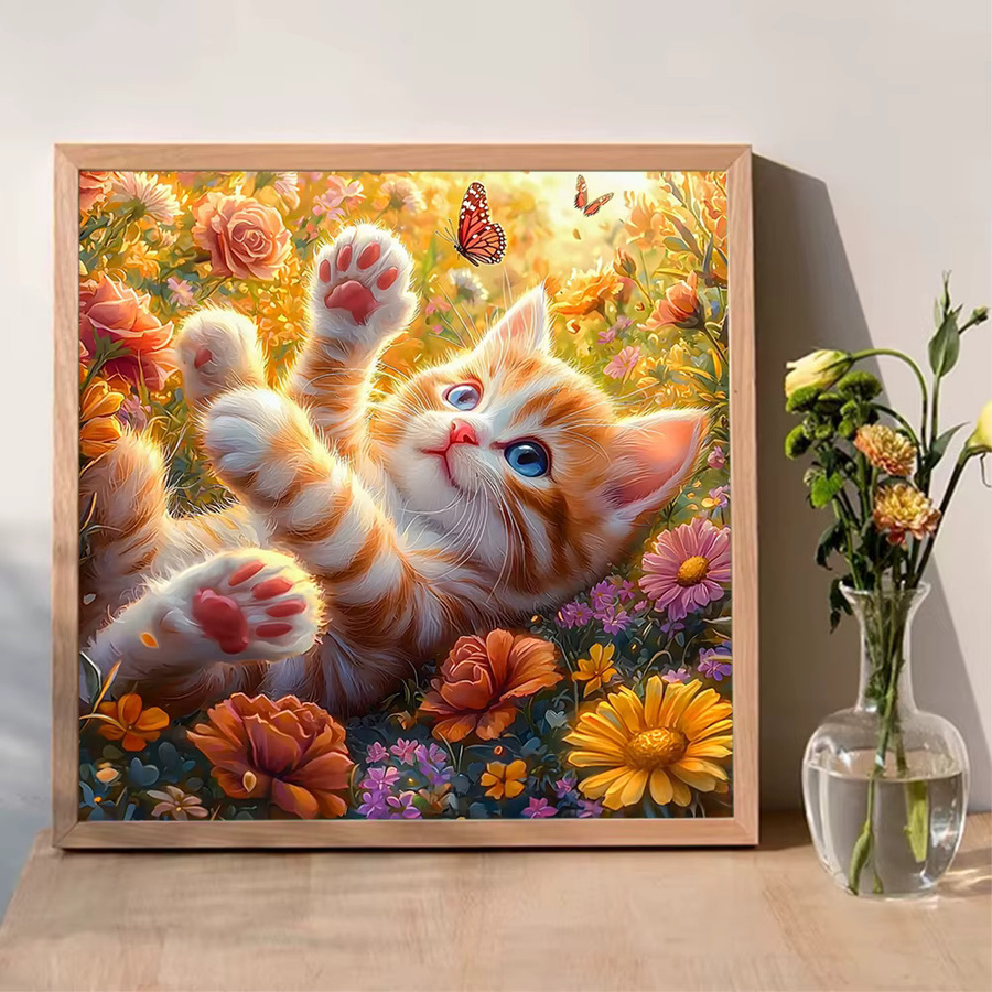 Momoart DIY Diamantmalerei Katze und Tier als 5D Acryl Mosaik Set in Multicolor, Rund, Durchmesser: 20 cm - Bild 3
