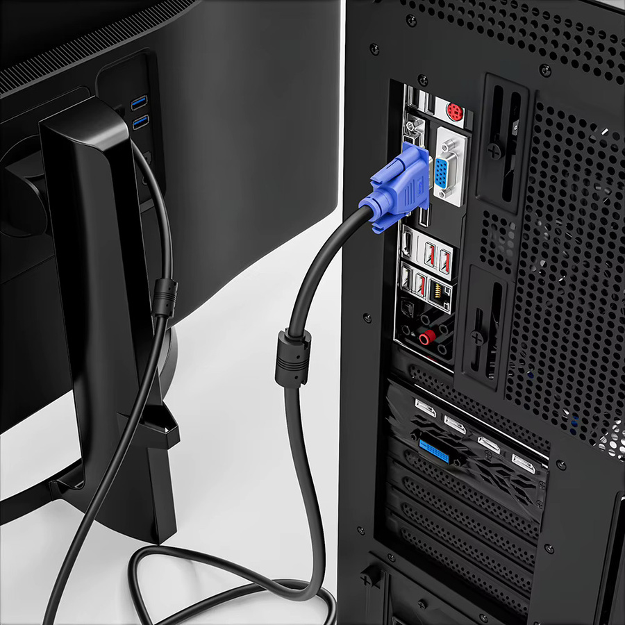 Ninth World VGA-Kabel Blau, 15-poliges VGA-HD-Videokabel mit 3 + 6 Stecker auf Stecker aus Vollkupfer für Computermonitor und Projektor - Bild 5