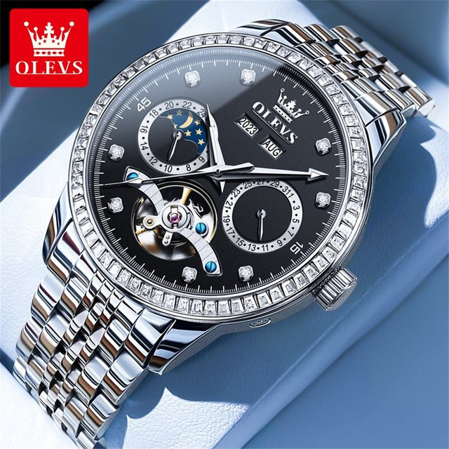 OLEVS Armbanduhr, Automatik, Edelstahl, Diamant, Herren - Bild 1