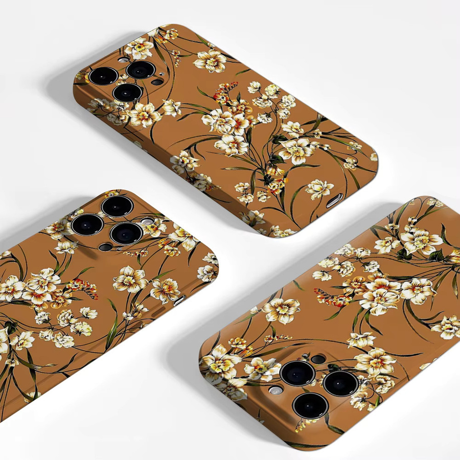 Potdemiel Robuste Magnetische Handyhülle mit Blumenmuster für iPhone 17 16 15 14 13 Pro Max Plus in Braun - Bild 3
