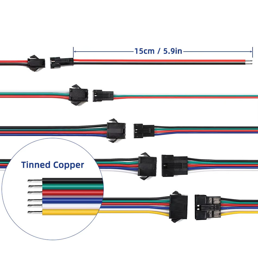 JST SM LED Streifen Adapter Stecker mit 15 cm 22AWG Draht, Schwarz, von lebeisenf - Bild 2
