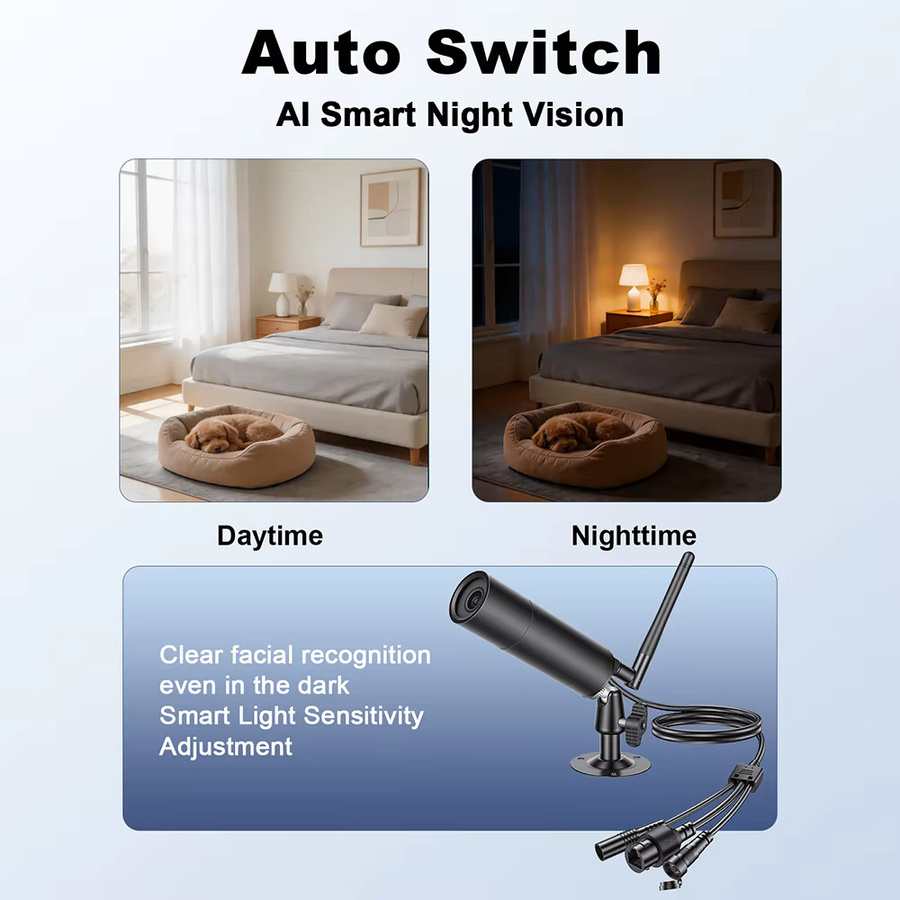 Awapow 5MP Mini-IP-Kamera POE Bullet-Kamera Schwarz Outdoor mit Starlight-Sicherheitsüberwachung und HD-Aufnahme in Schwarz - Bild 5
