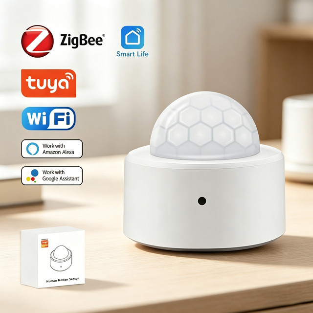 Tuya Zigbee PIR-Bewegungssensor Infrarot-Körperdetektor in Weiß für Smart Home Sicherheitsalarm kompatibel mit Alexa und Google Assistant - Bild 1
