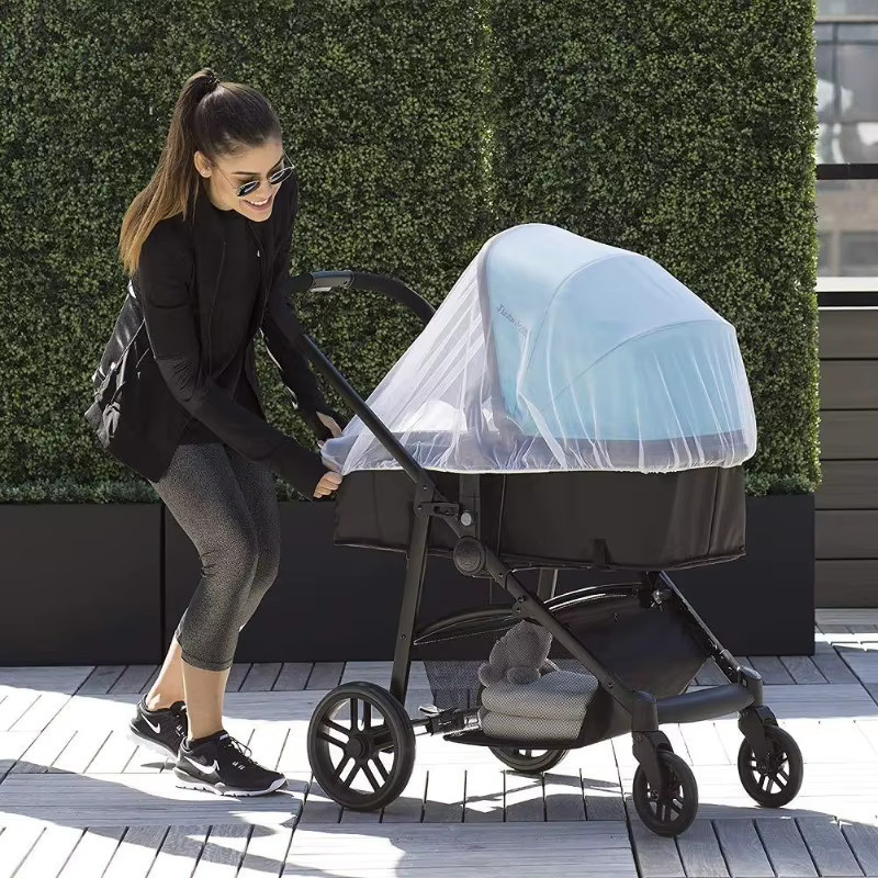Mückenschutz-Moskitonetz für Kinderwagen als vollständige Abdeckung für Frühling und Sommer in Schwarz und Transparent - Bild 2