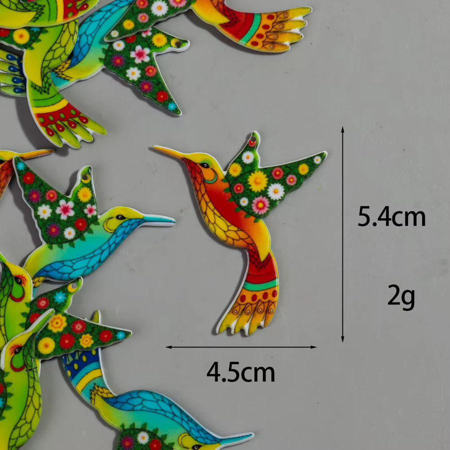 Charms Anhänger, Bunte Cartoon Kolibri, Acryl, 12 Teile - Bild 2