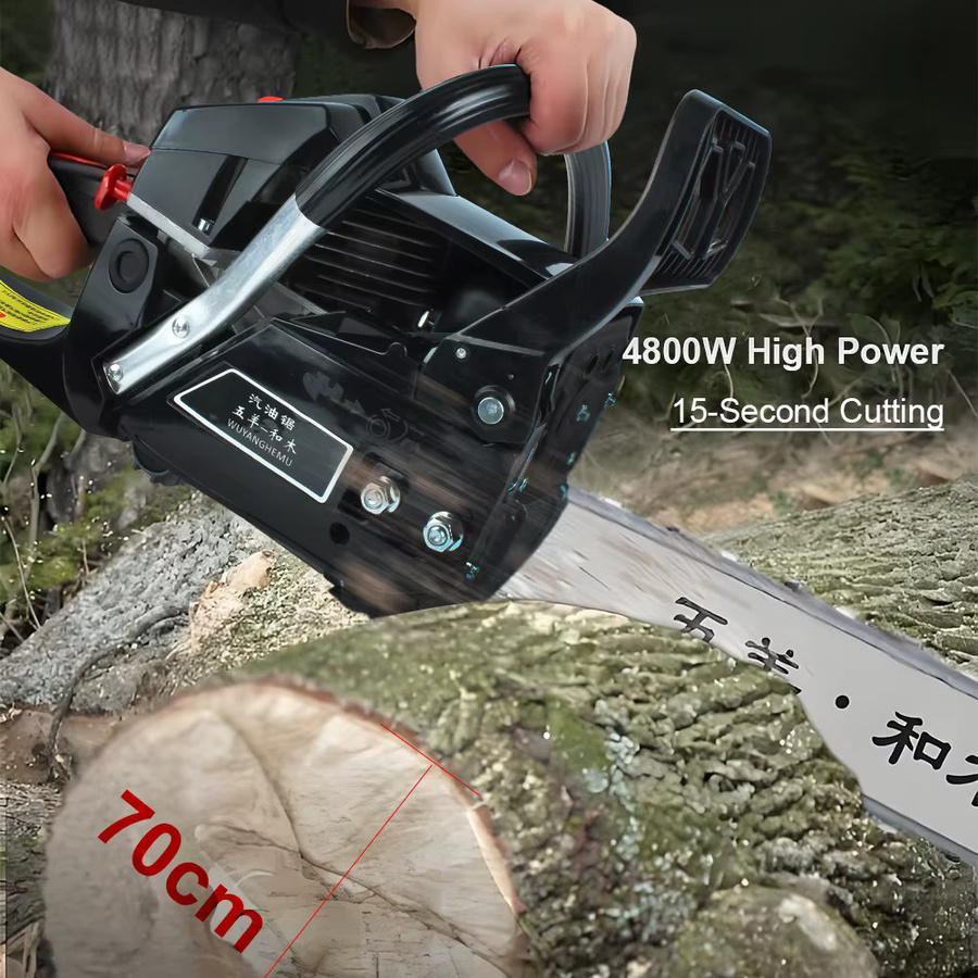 Hochleistungs-Elektrokettensäge 4800W in Schwarz für das Fällen von Bäumen und Schneiden von Holz - Bild 4