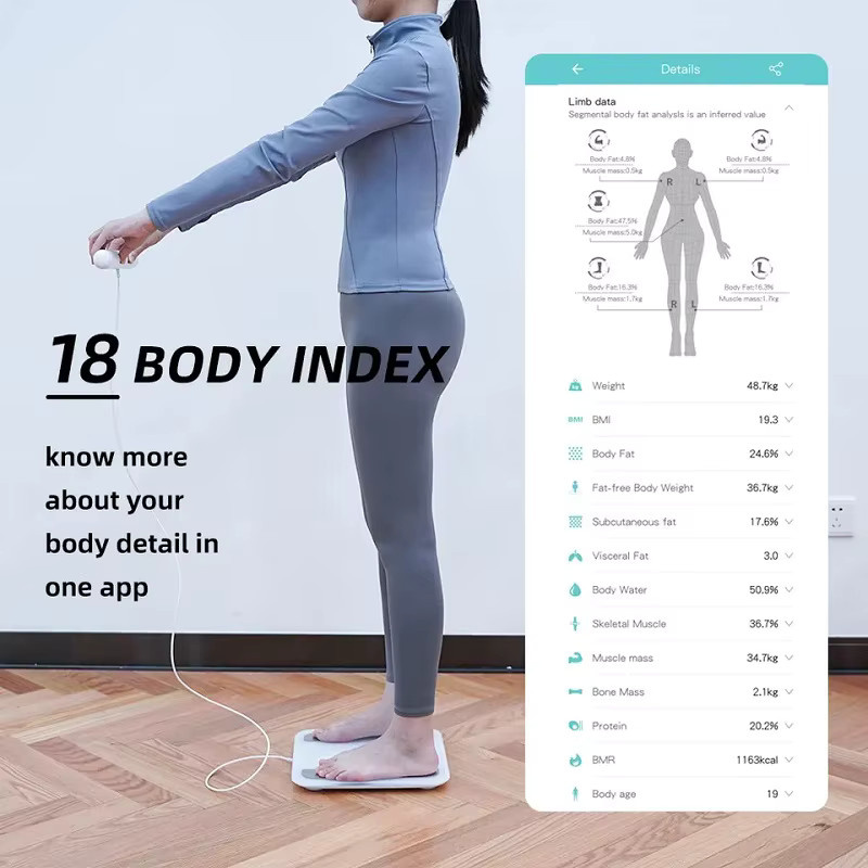 Icomon Intelligente Bioimpedanzwaage mit hochgenauer Digitalanzeige als Körperanalysegerät in Weiß - Bild 4