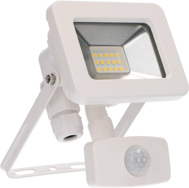 Sanan LED Außenstrahler Weiß mit Bewegungsmelder und Dämmerungssensor, 10 W, 4000 K, IP44 - Bild 1