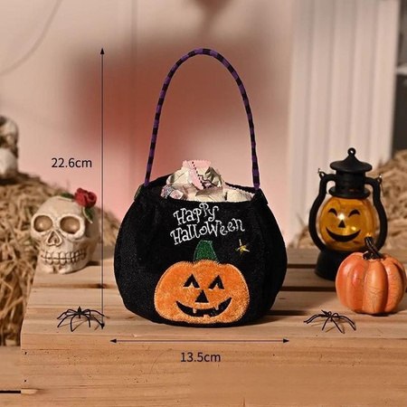 FXOE Halloween Kürbistasche als Süßigkeitensammelbeutel für Kinder in Braun