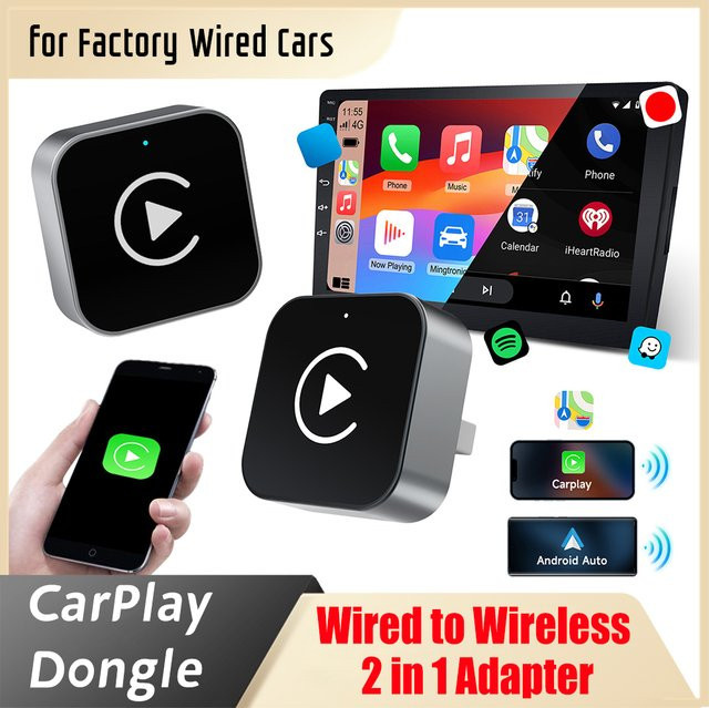 APWIKOGER Kabelloser CarPlay und Android Auto Adapter in Schwarz zur Konvertierung von kabelgebundenen auf kabellose Verbindungen als Smart USB Dongle - Bild 1