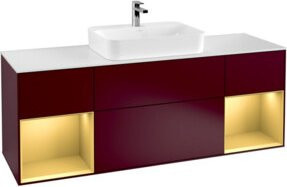 V&B Waschtischunterschrank Finion mit LED-Wandbeleuchtung und Regalfach, Weiß, Breite: 160 cm - Bild 1