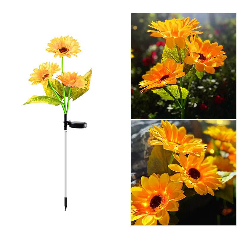 SHENZHITECH Solar-Sonnenblumenlichter mit LED in Warmweiß, gelbe Blumen-Gartenstecker zur Dekoration von Garten, Rasen und Terrasse - Bild 6