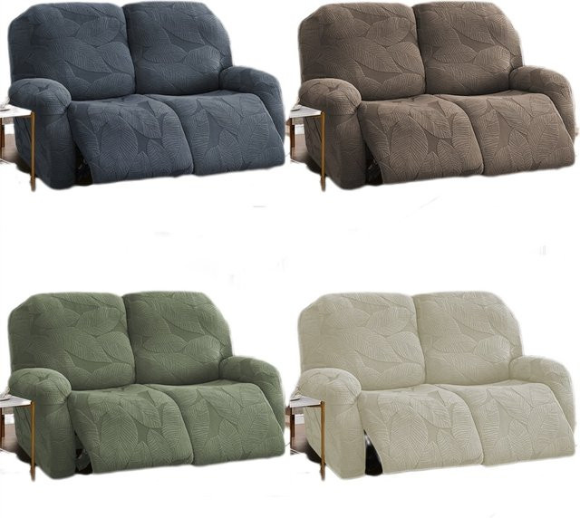 Yupartex 2-Sitzer-Sofabezug aus Stretch-Jacquard für Relaxsessel in Grau mit floralem Muster - Bild 1