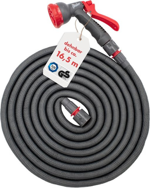Steuber Flexibler Gartenschlauch Grau/Rot mit Brause und Anschlussstück, Länge: 16,5 m - Bild 1