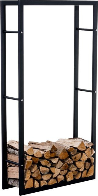 TPFLiving Kaminholzständer Kerry-III aus Metall in Schwarz, modern und matt, H x B x T: 150 x 80 x 25 cm - Bild 1