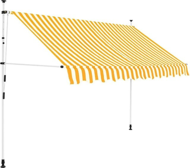 vidaXL Einziehbare Markise Handbetrieben, Orange-Weiß Gestreift, Breite: 250 cm, Tiefe: 120 cm - Bild 1