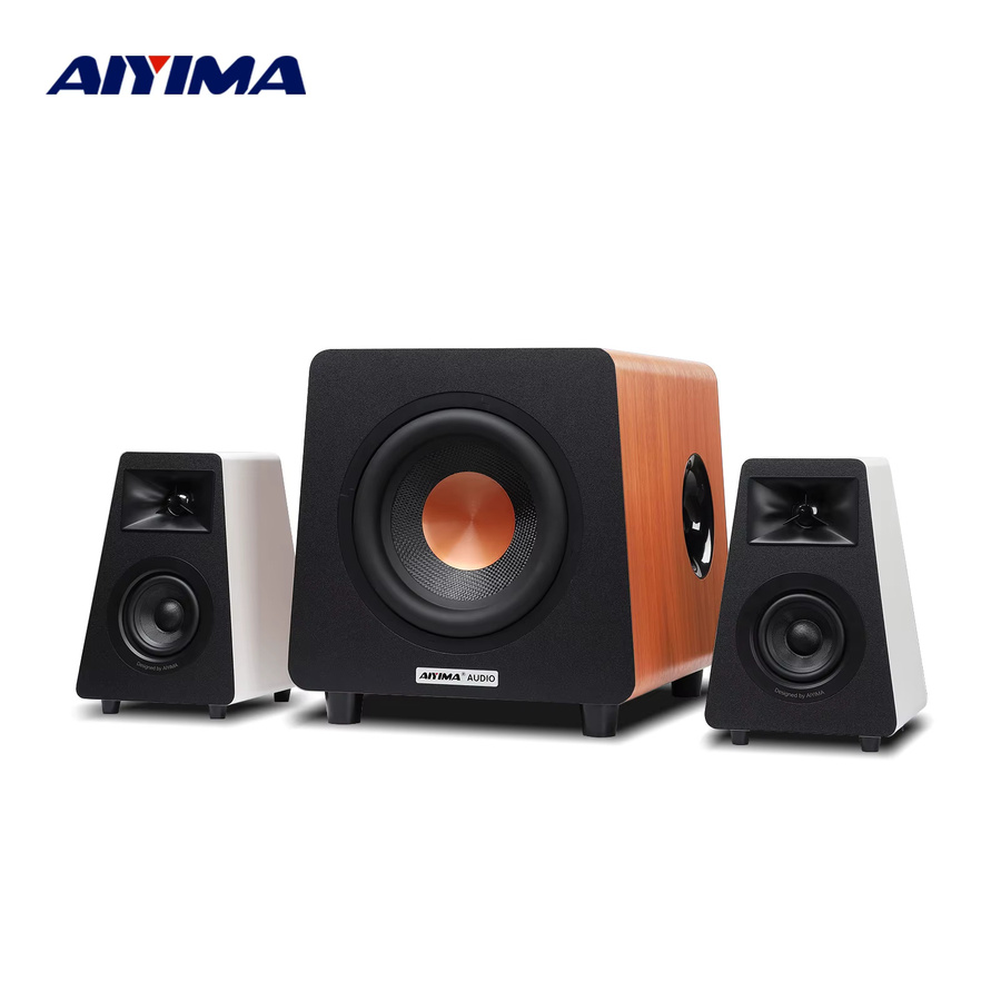 AIYIMA 2.1 Kanal Bluetooth Lautsprecher Set mit 800X Subwoofer Hifi Home Sound Theater Holz Lautsprecher Kombination in Orange - Bild 2